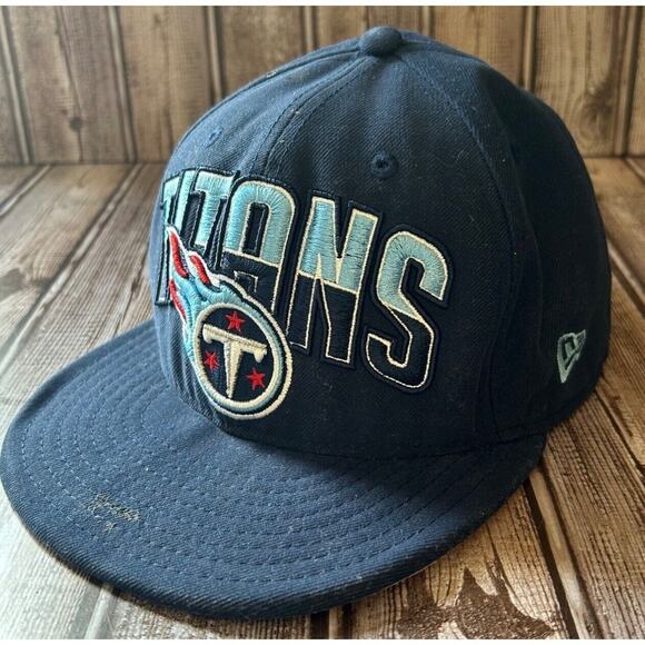Tennessee Titans New Era Hat Cap Spell Out Two tone logo NFL Fitted Mens - Picture 2 of 11